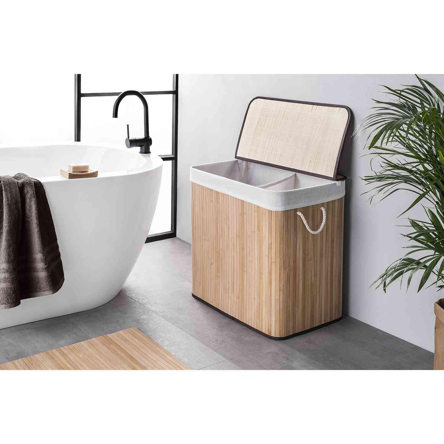WÄSCHEKORB MIT DECKEL BAMBOO - Naturfarben, Naturmaterialien (40/60/30cm) - WohnDirect