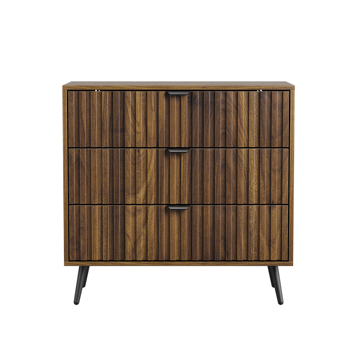 KOMMODE 80/39/78 cm aus MDF mit 3 Schubladen und Metallbeinen Walnuss - Walnussfarben, Holzwerkstoff (80/78/38cm) - Modenvie