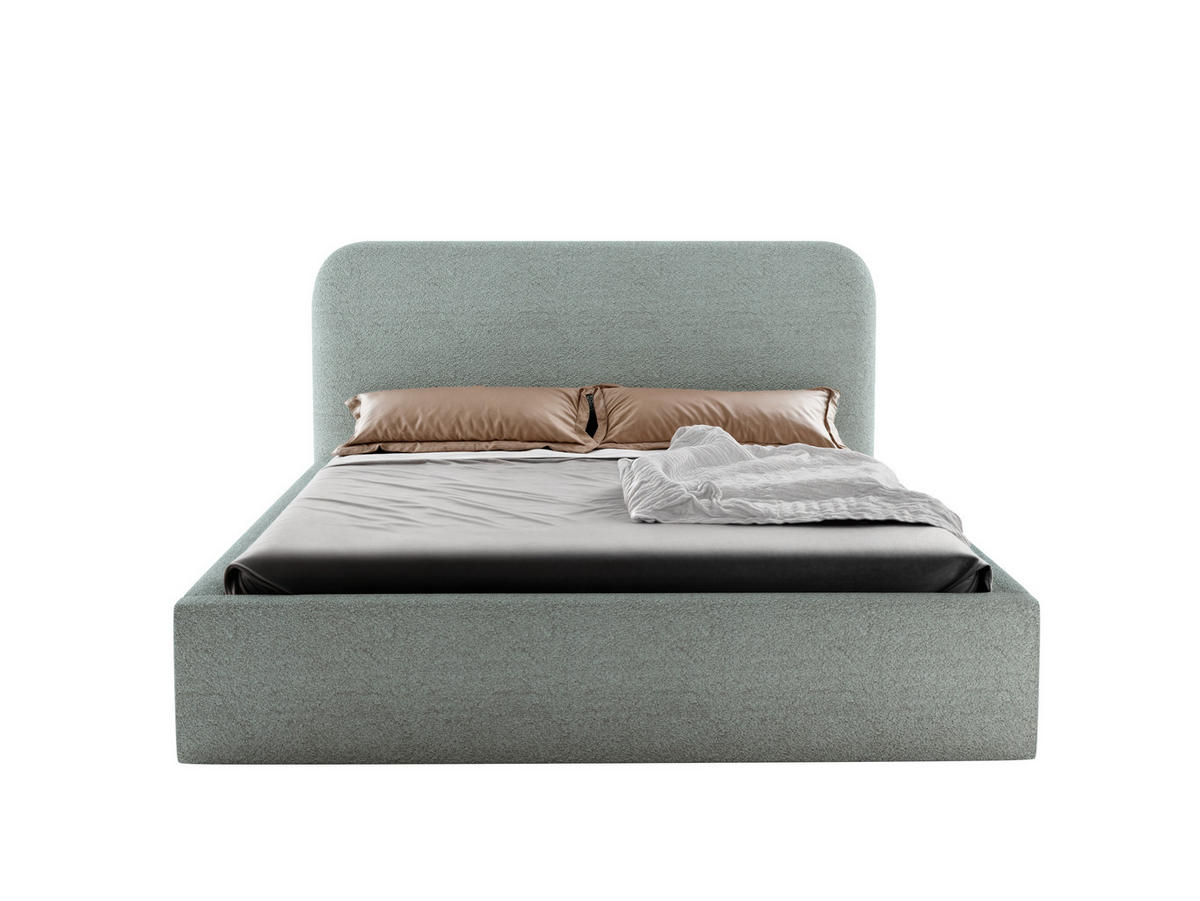 POLSTERBETT LAVINO 180x200 mit Bettkasten & Metallgestell – Bouclé Stoff MONTE Mintgrün - Mintgrün, Textil (180/200cm) - Luxkor24