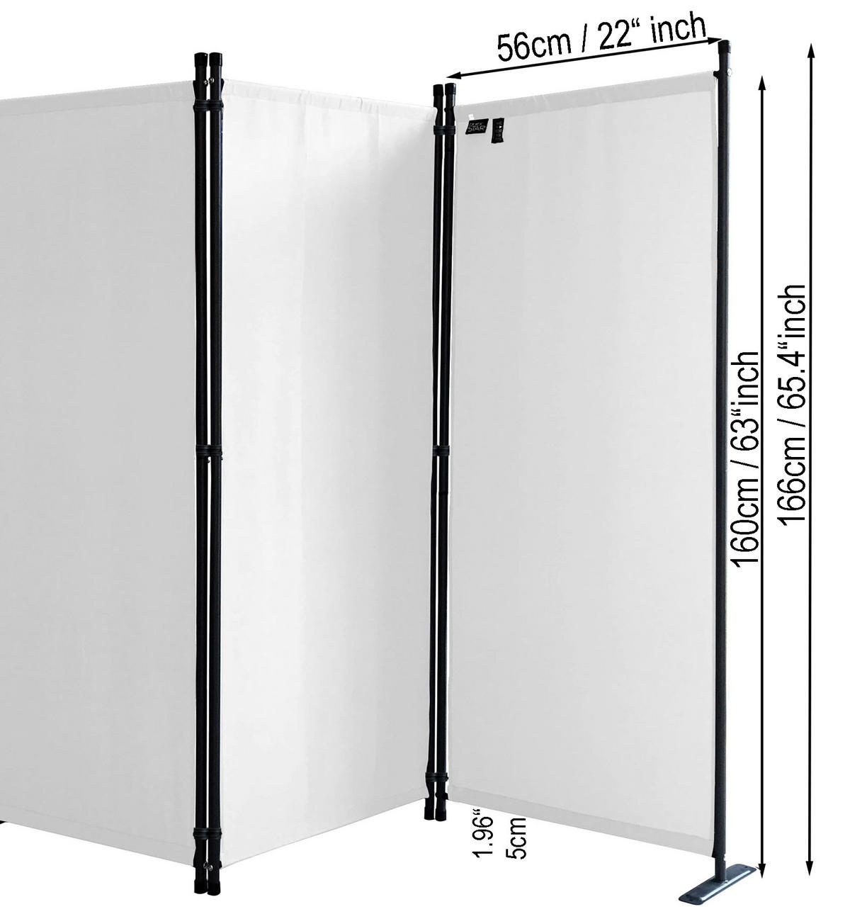 PARAVENT 3-tlg. 170x165 cm Weiß - Weiß, Metall (170/165cm) - QUICK STAR
