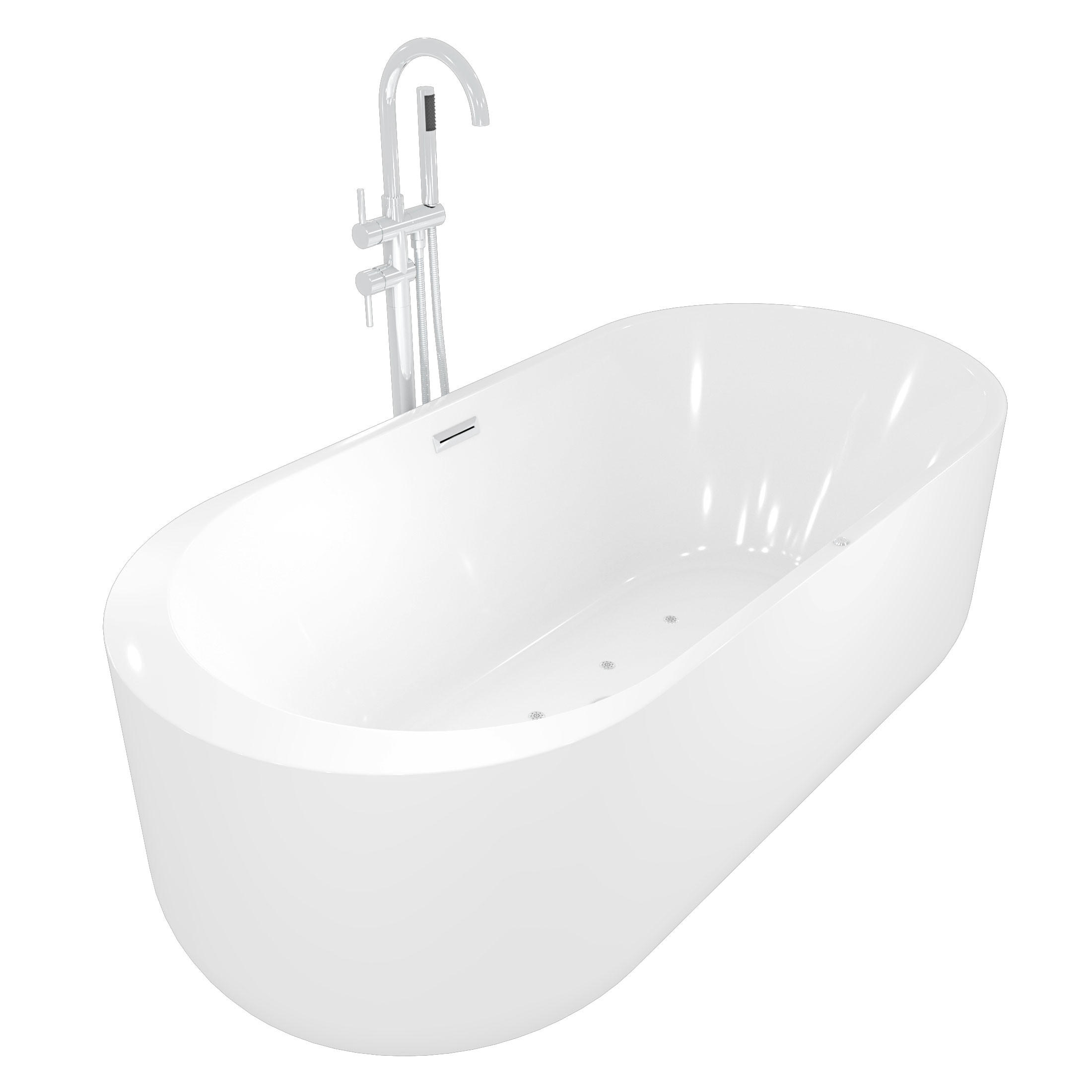 WHIRLPOOL freistehende Badewanne F16 mit AF04 170x80 cm Luftmassage - Weiß, Glas/Kunststoff (80/58/170cm) - AcquaVapore by Sandra Jentho