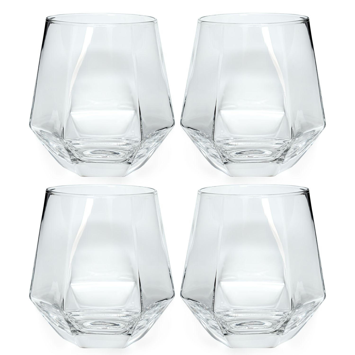 TRINKGLAS SET im Hexagon Design 240 ml (4-tlg) - Transparent, Glas - Intirilife