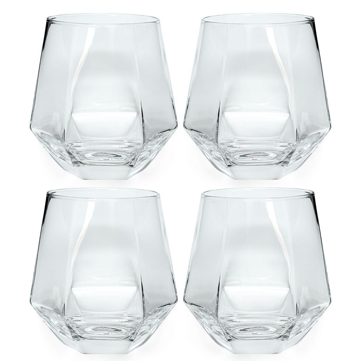 TRINKGLAS SET im Hexagon Design 240 ml (4-tlg) - Transparent, Glas - Intirilife