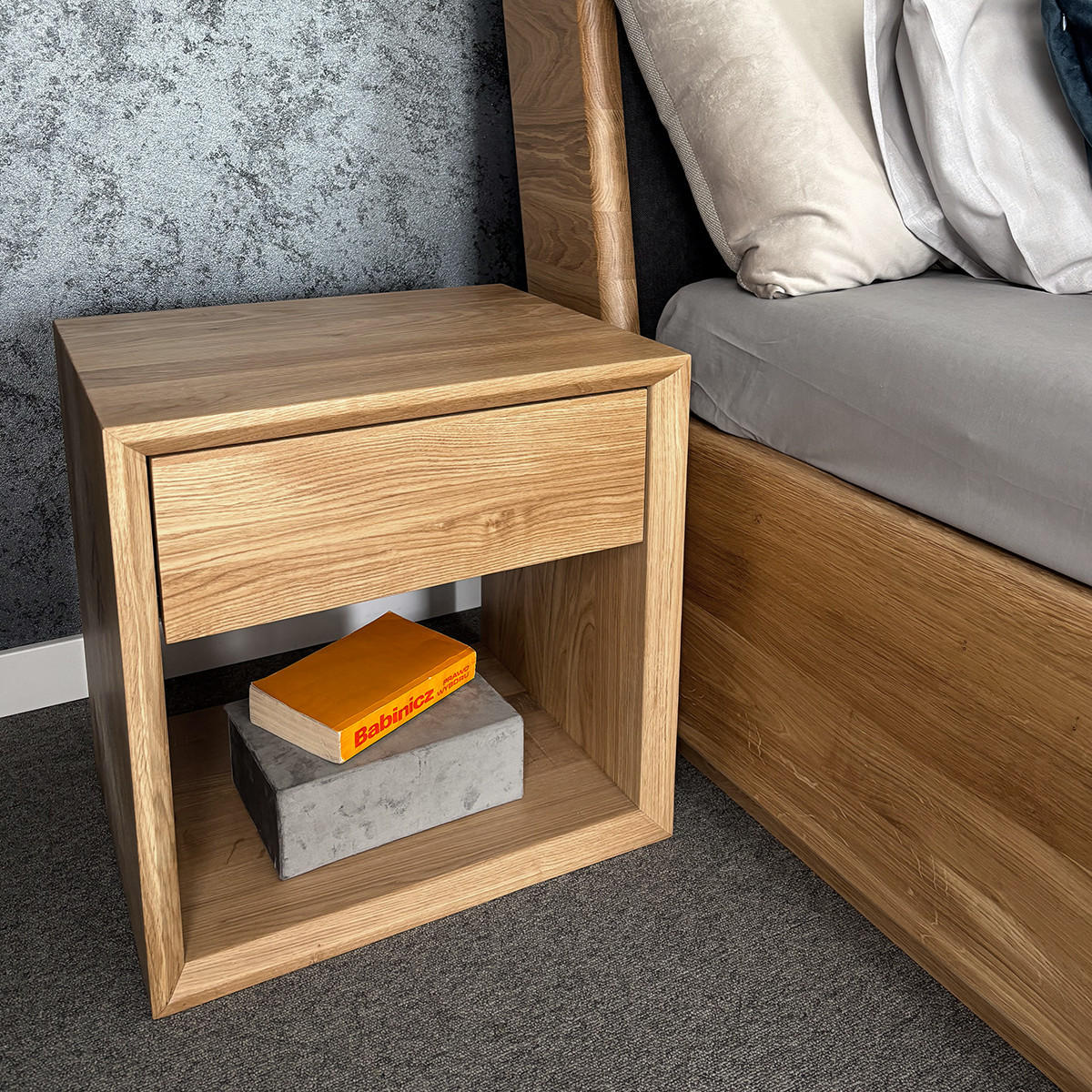 NACHTTISCH Modena aus massivem Eichenholz - Eichefarben/Naturfarben, Holz (50/50/40cm) - Danzz