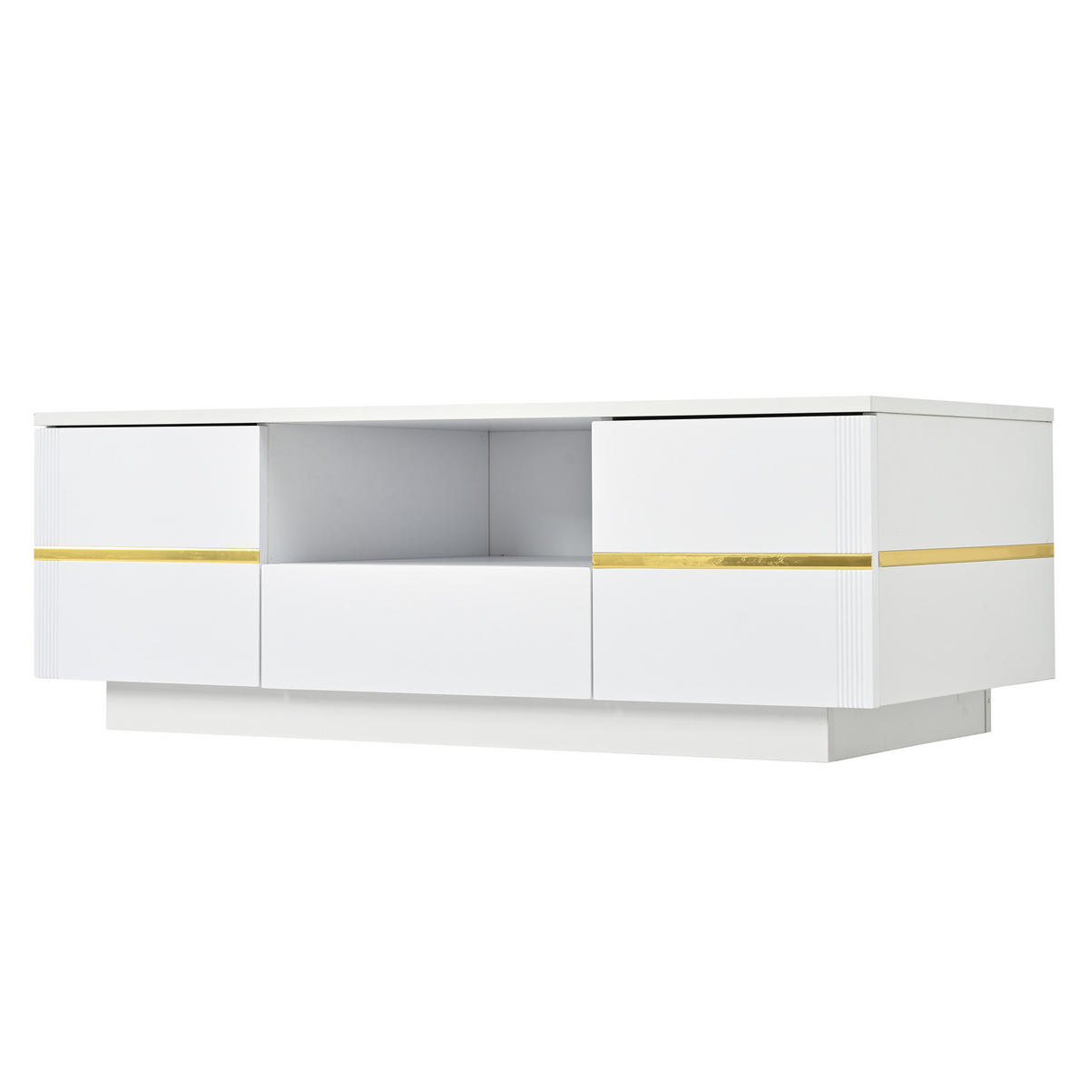 KLUB-STOLIĆ 100/50/35,5 cm s LED rasvjetom i prostor za pohranu u bijeloj boji - bijela, drvni materijal (50/100/35.5cm) - CHICFURN