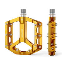 FAHRRADPEDALE Set – Flat Pedale für Mountainbike & Gravel Bike, Aluminiumlegierung, rutschfest, Gold - Goldfarben, Metall (10/2/12cm)