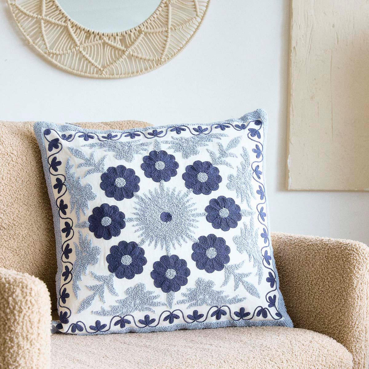 KOPFKISSENBEZUG Ganti dunkelblau 45/45 cm - Dunkelblau, Textil (45/45cm) - Homla