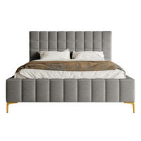 POLSTERBETT Szejlo Grau Chenille 160 cm - Goldfarben/Grau, Textil/Metall (160/200cm) - Selsey