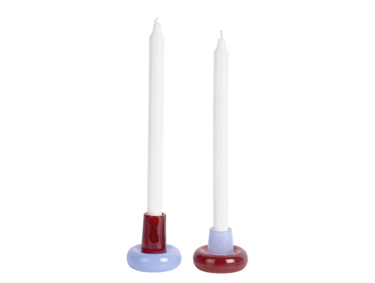 KERZENSTÄNDER Set Firenze - Rot/Blau - 8 cm - Rot, Glas (2/8/2cm) - Present Time