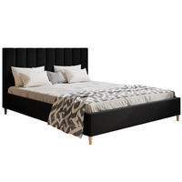BETT Schwarz LUXO 2 Gepolstert Auf Holzbeinen 120x200 cm - Schwarz, Textil (120/200cm) - Sepro Meble