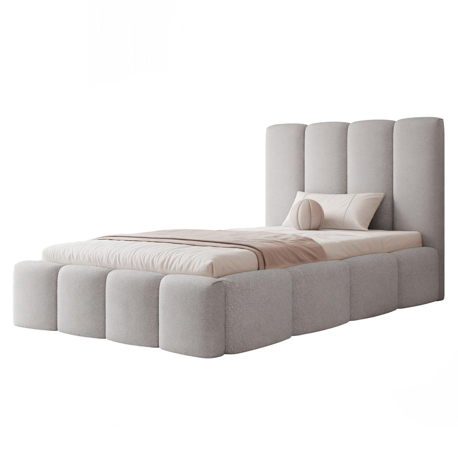 POLSTERBETT LANDARE 120x200 cm Silbergrau Samt (Stoff Melody) - mit Bettkasten und Lattenrost - Silberfarben, Holzwerkstoff/Textil (120/200cm) - Ravio