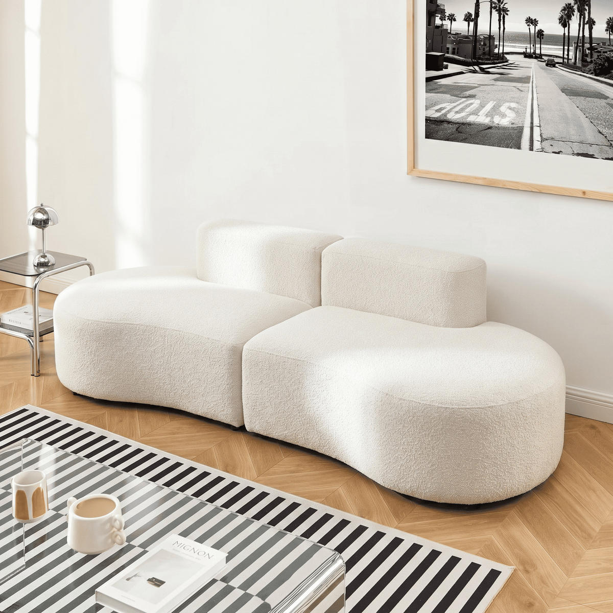 SOFA Lounge Weiß 2-Sitzer - Weiß, Textil (240/75/102cm) - COCO Living