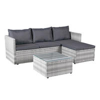 LOUNGESET Manila, Polyrattan, Weiß-Grau - Grau, Kunststoff/Metall - dasmöbelwerk