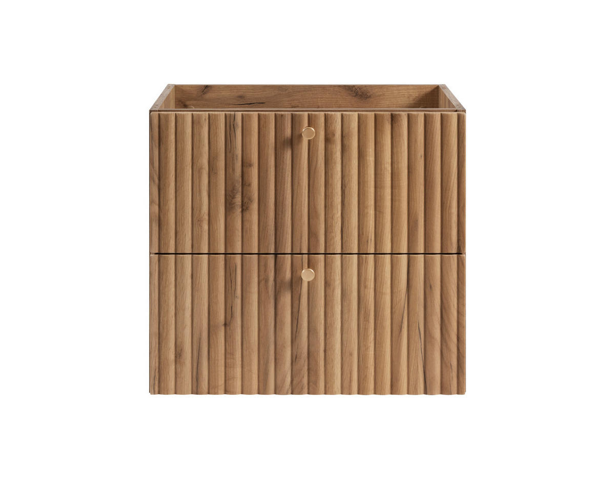 BADEZIMMERSCHRANK: Craft Eiche Gold / Platte Craft-Eiche / Griffe Gold / Beine Gold, 60 x 44,4 x 73,6 cm - Eichefarben/Goldfarben, Holzwerkstoff (60/73.6/44.4cm) - 3XE LIVING