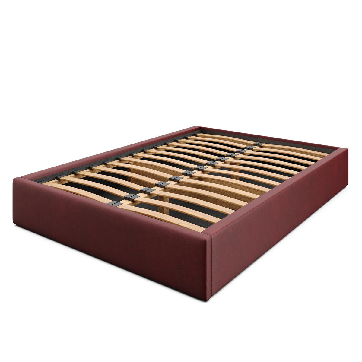 POLSTERBETT 140x200cm Bett mit Stauraum Lattenrost Weinrot - Weinrot, Holz/Holzwerkstoff (140/200cm) - Muralo