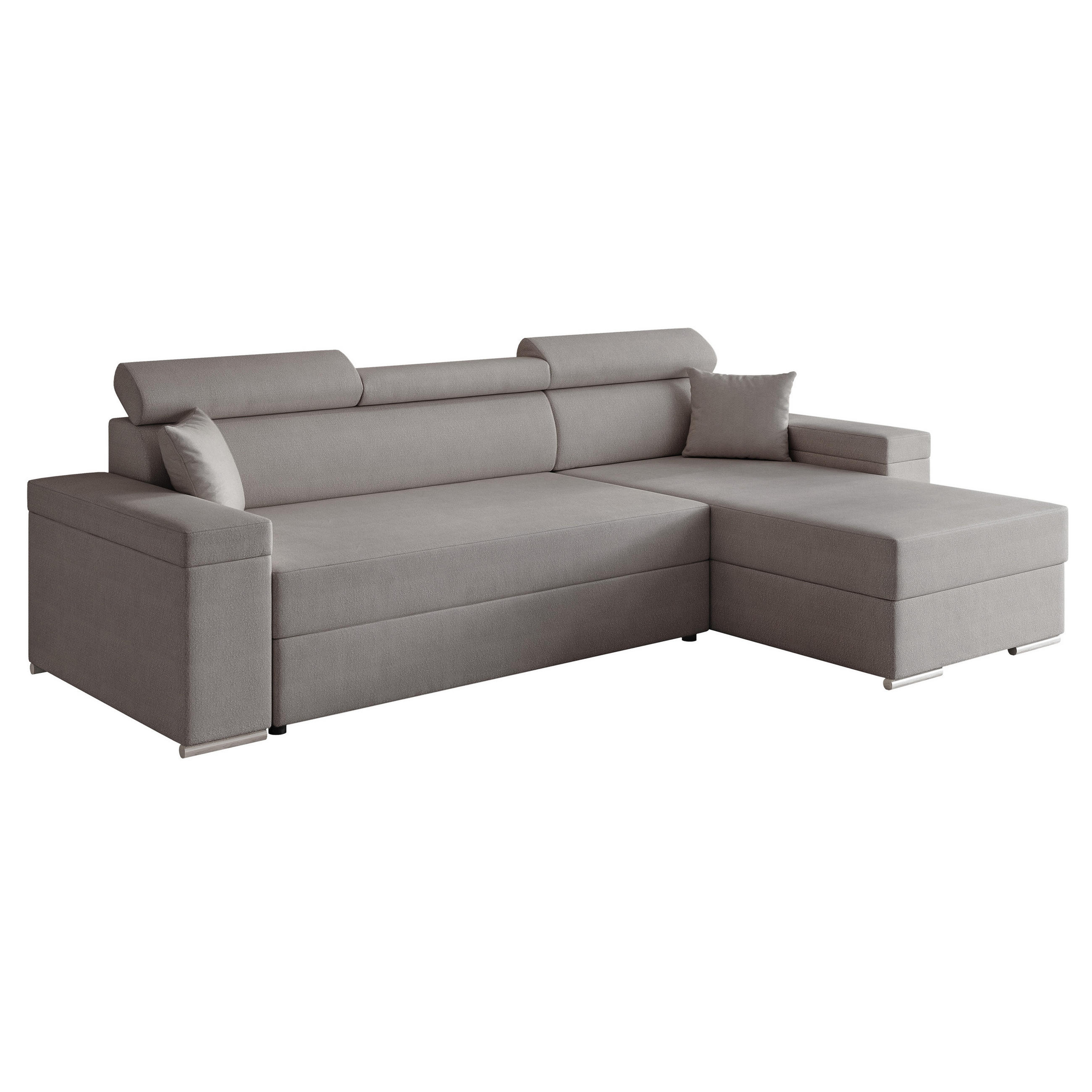 ECKSOFA AISHA mit Schlaffunktion und Bettkasten Grau - Grau, Holzwerkstoff/Kunststoff (250/90cm) - Idohome