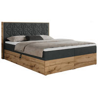 BOXBETT NESSI - 140/200 Dunkelgrau Struktur - H4 - Dunkelgrau, Holz/Textil (140/200cm) - MKS