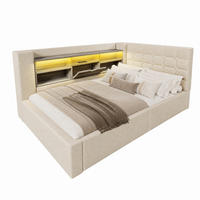 POLSTERBETT mit Stauraum 90x200 cm Leinen Beige inkl. Matratze - Beige, Metall (90/200cm) - Meubliv