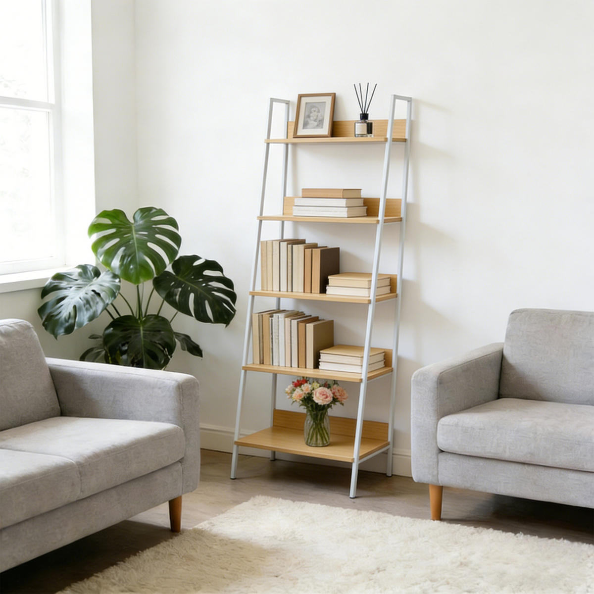 STANDREGAL - Hellbraun, Holzwerkstoff/Metall (60/170/30cm) - Relaxdays