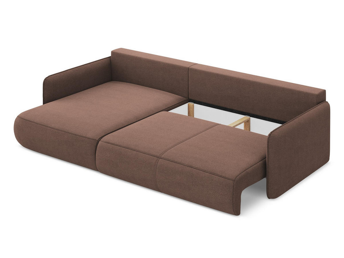 ECKSOFA mit Schlaffunktion Strukturstoff Stoff Pink - Pink/Hellrosa, Kunststoff/Textil (148/240cm) - Makamii