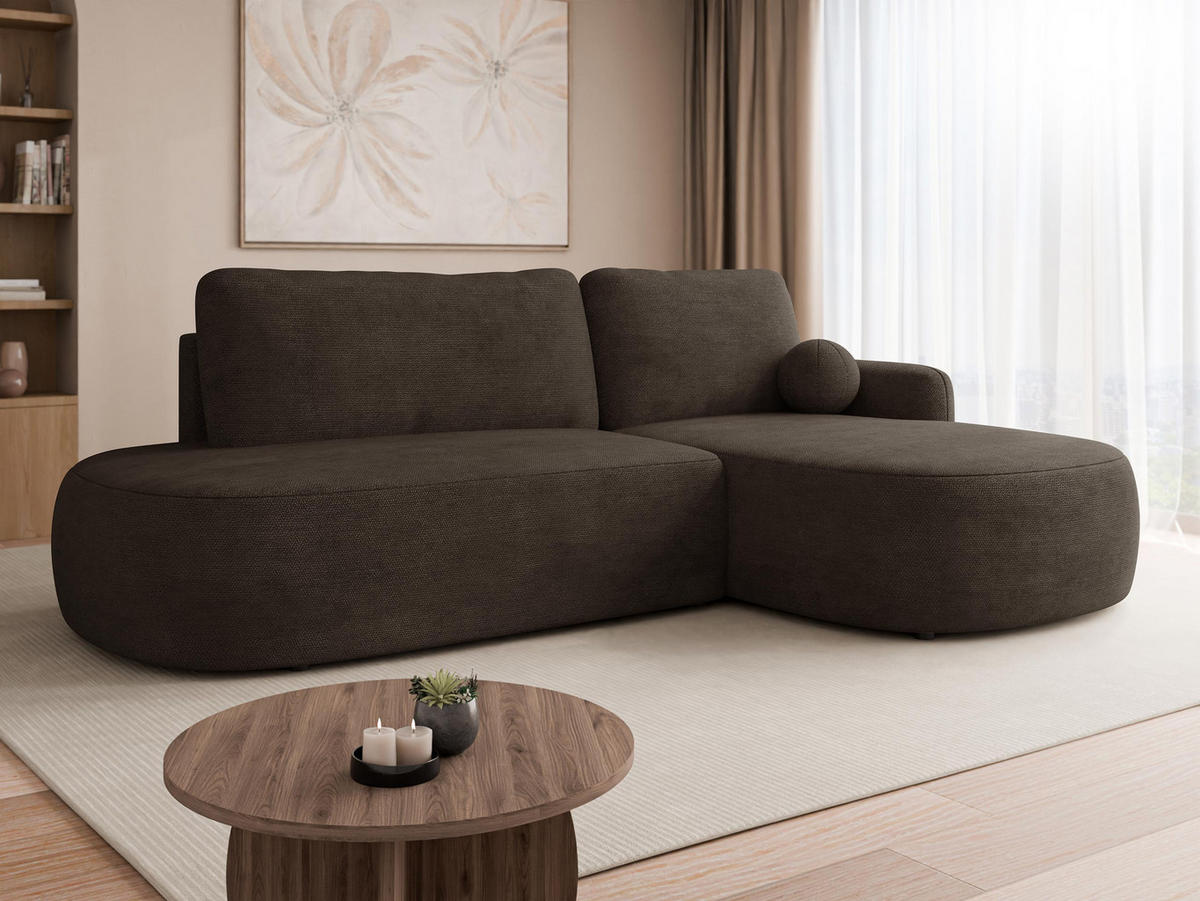 ECKSOFA Loridu O, Seite: Rechts - Schwarz/Braun, Holz/Kunststoff (274/174cm) - MIRJAN24