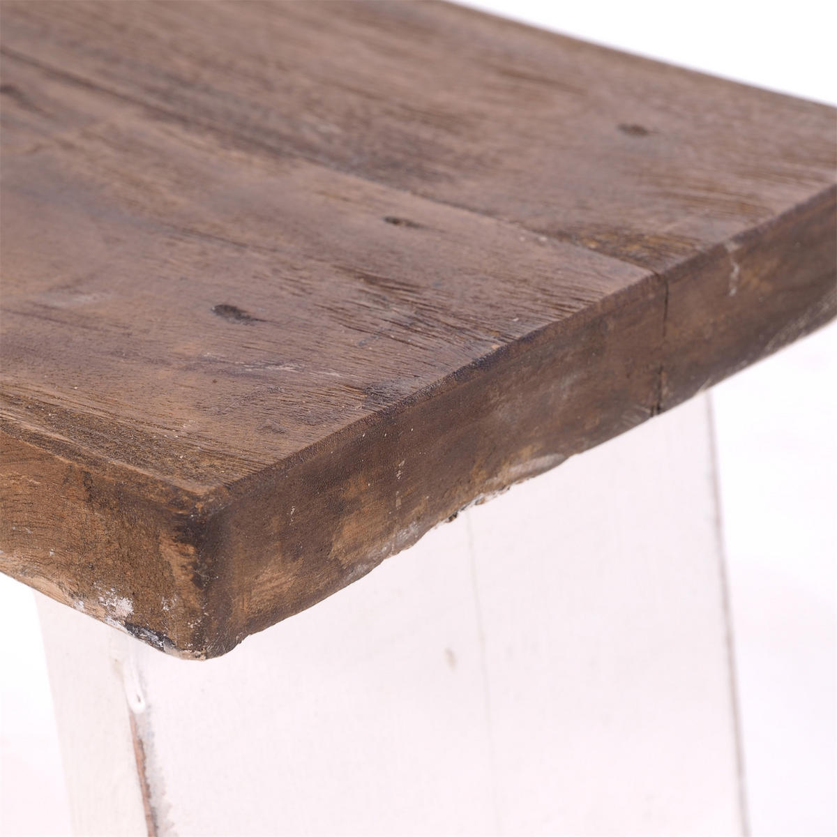 FUSSHOCKER SCHEMEL Recyclingholz massiv 06 weiß-landhaus - Weiß, Holz (29/18/19cm) - DESIGN DELIGHTS