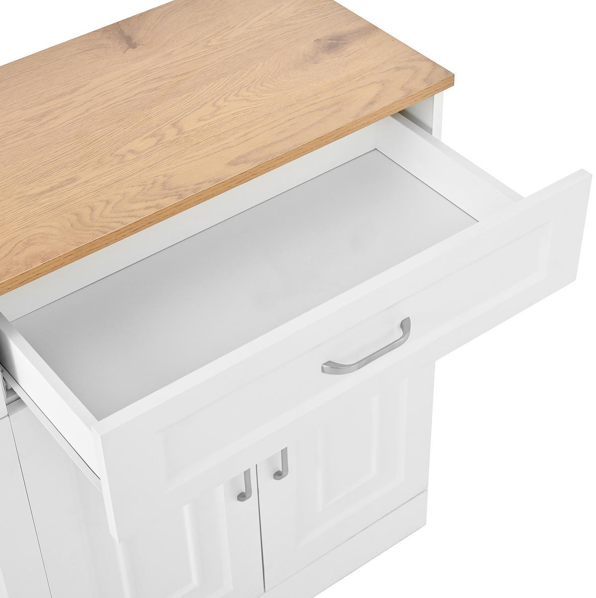 KOMMODE aus Spanplatte 120x35x80,5cm in Weiß mit Soft-Close - Weiß, Holzwerkstoff (120/80.5/35cm) - Modfu