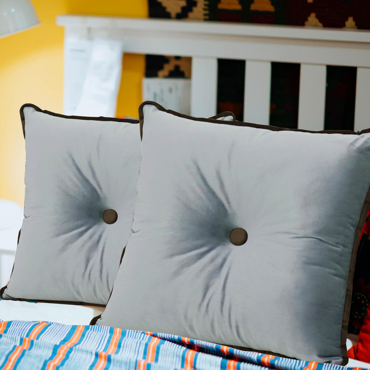 DEKOKISSEN Quadratische Samt 50*50cm - Grau, Textil (50/50cm) - Vercart