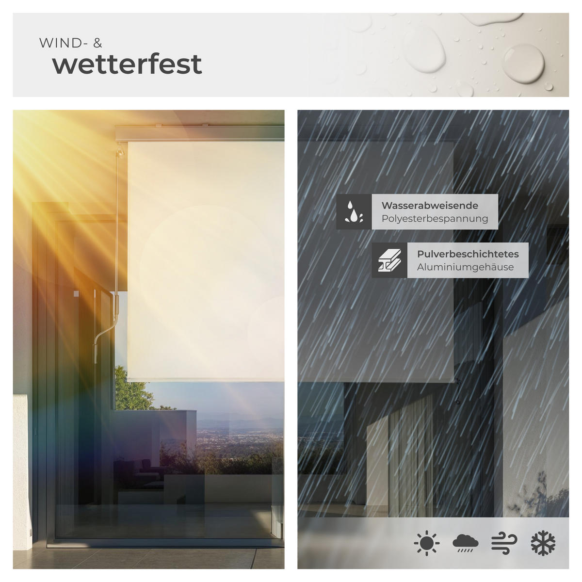 SENKRECHTMARKISE Eloise, inkl. Wandhaltern, beige - Beige, Textil (140/250cm) - tectake