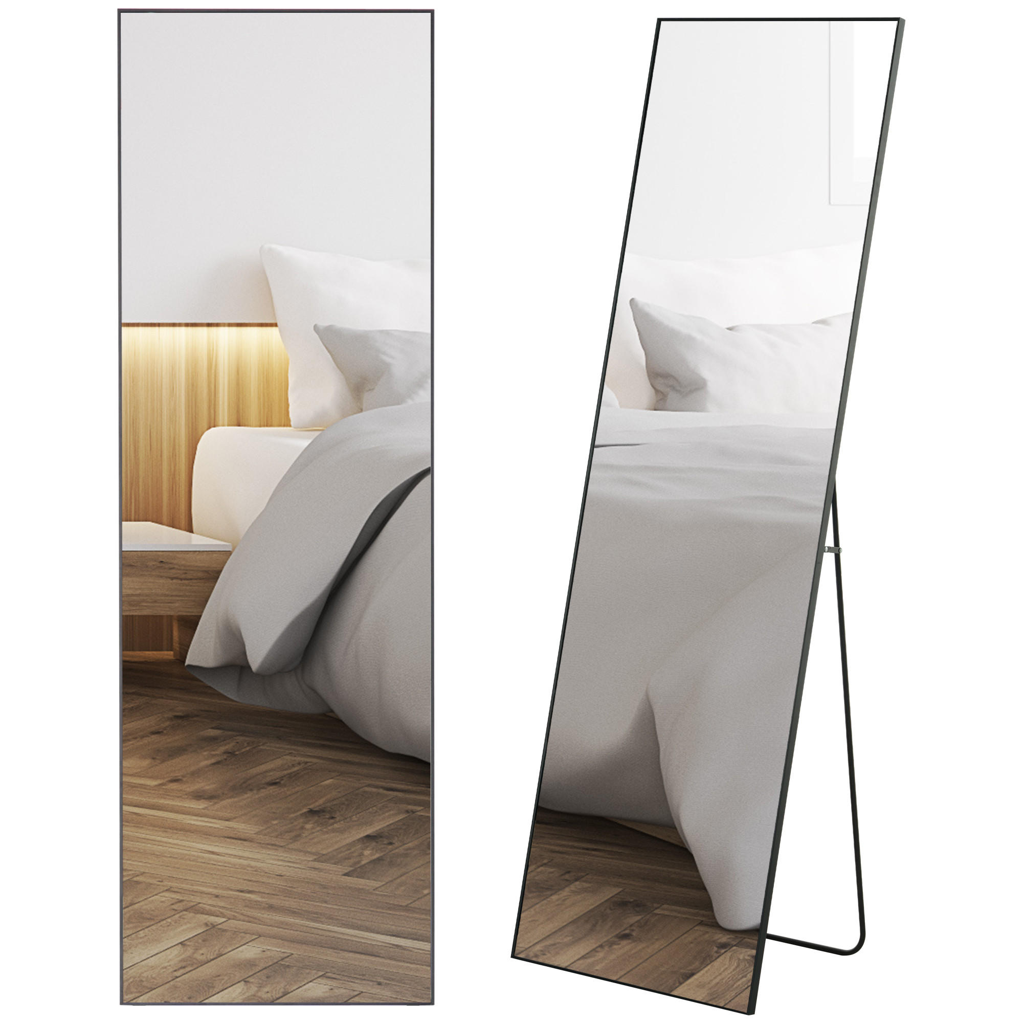 STANDSPIEGEL 2er-Set Schwarz 50.0/2.0/161.5 cm - Schwarz, Metall (2/161.5/50cm)