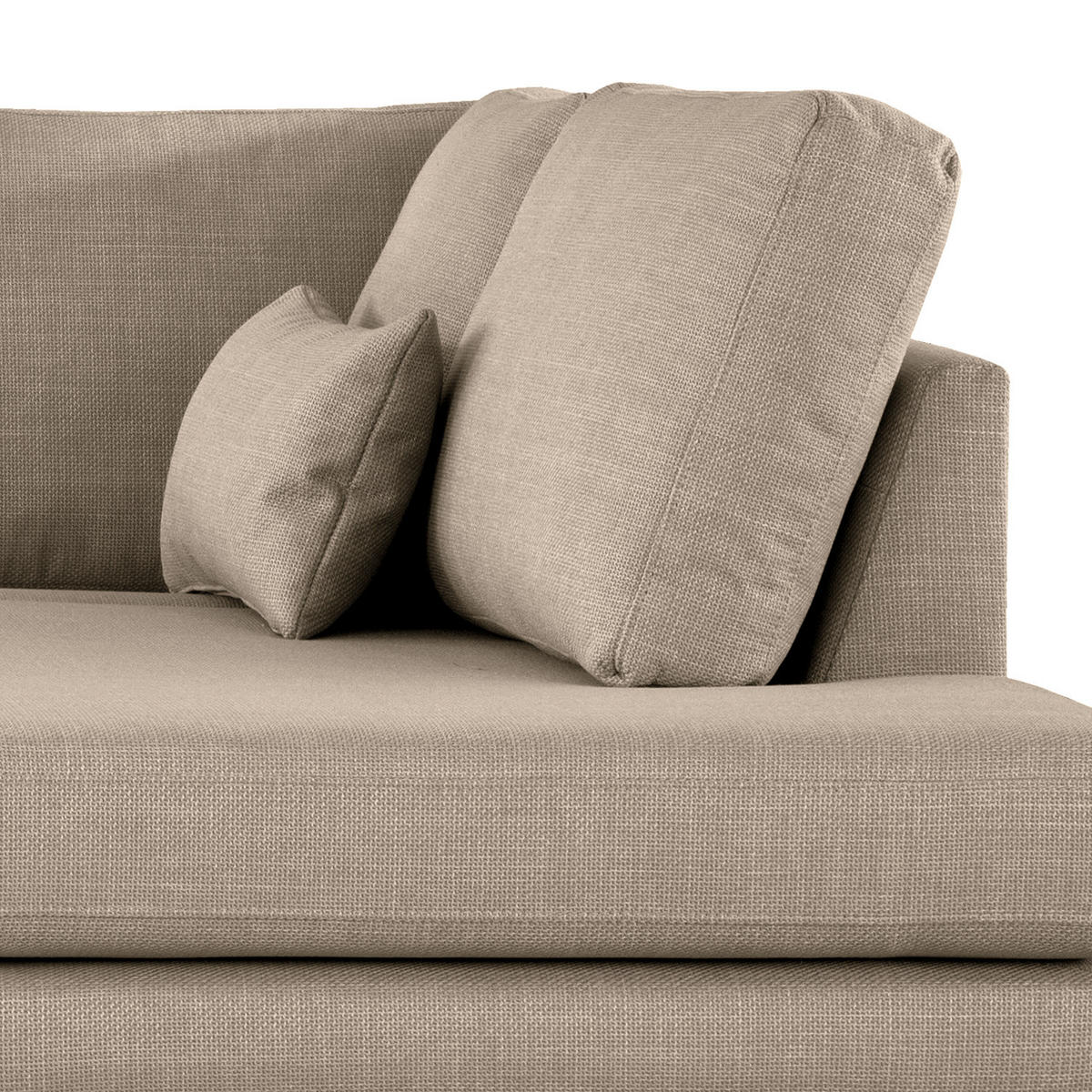 ECKSOFA mit Ottomane - Taupe/Eichefarben, Eichenholz/Textil (287/219cm) - home24