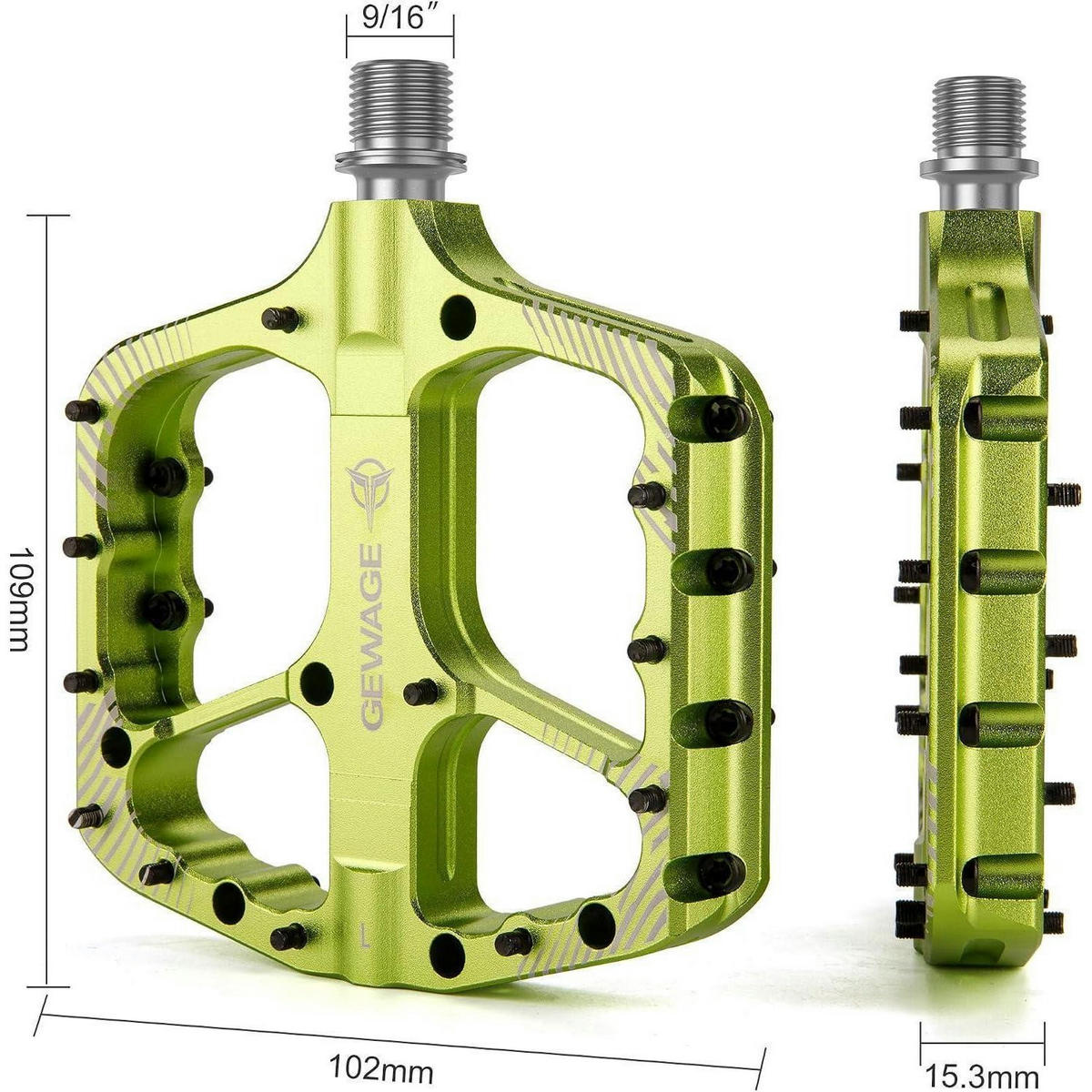 FAHRRADPEDALE Set Aluminium Knallgrün - Grün, Metall (11/1.5/11.5cm)