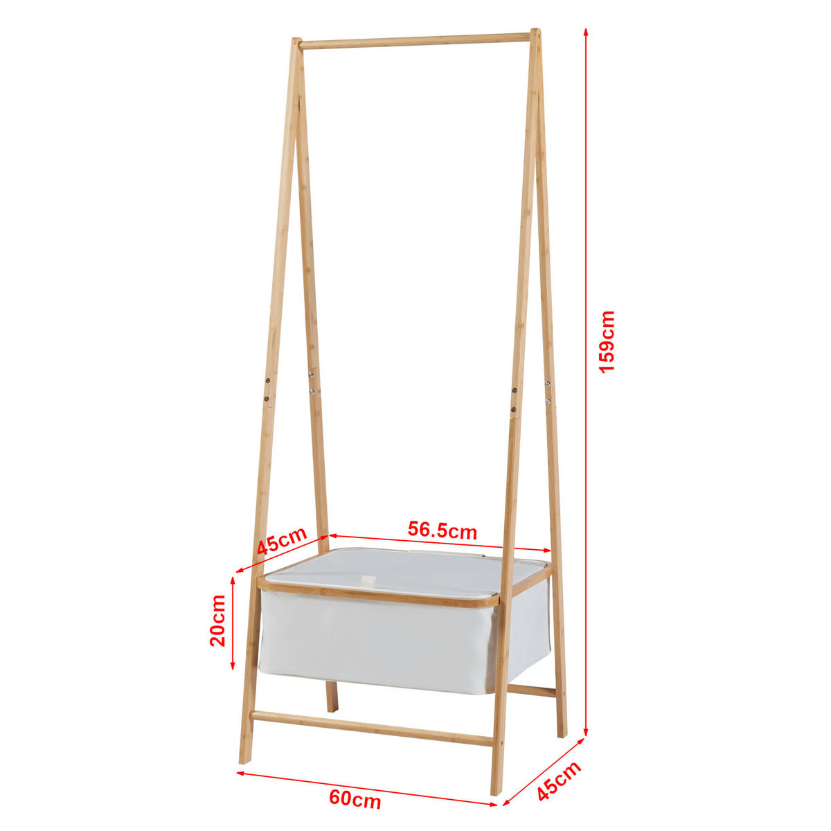 KLEIDERSTÄNDER Iitti - Naturfarben, Holz (60/159/45cm) - [en.casa]