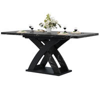 ESSTISCH ausziehbar aus Holz mit X-Gestell Schwarz 120–160 cm - Schwarz, Holzwerkstoff/Metall (160/80/75cm) - EVRYAE