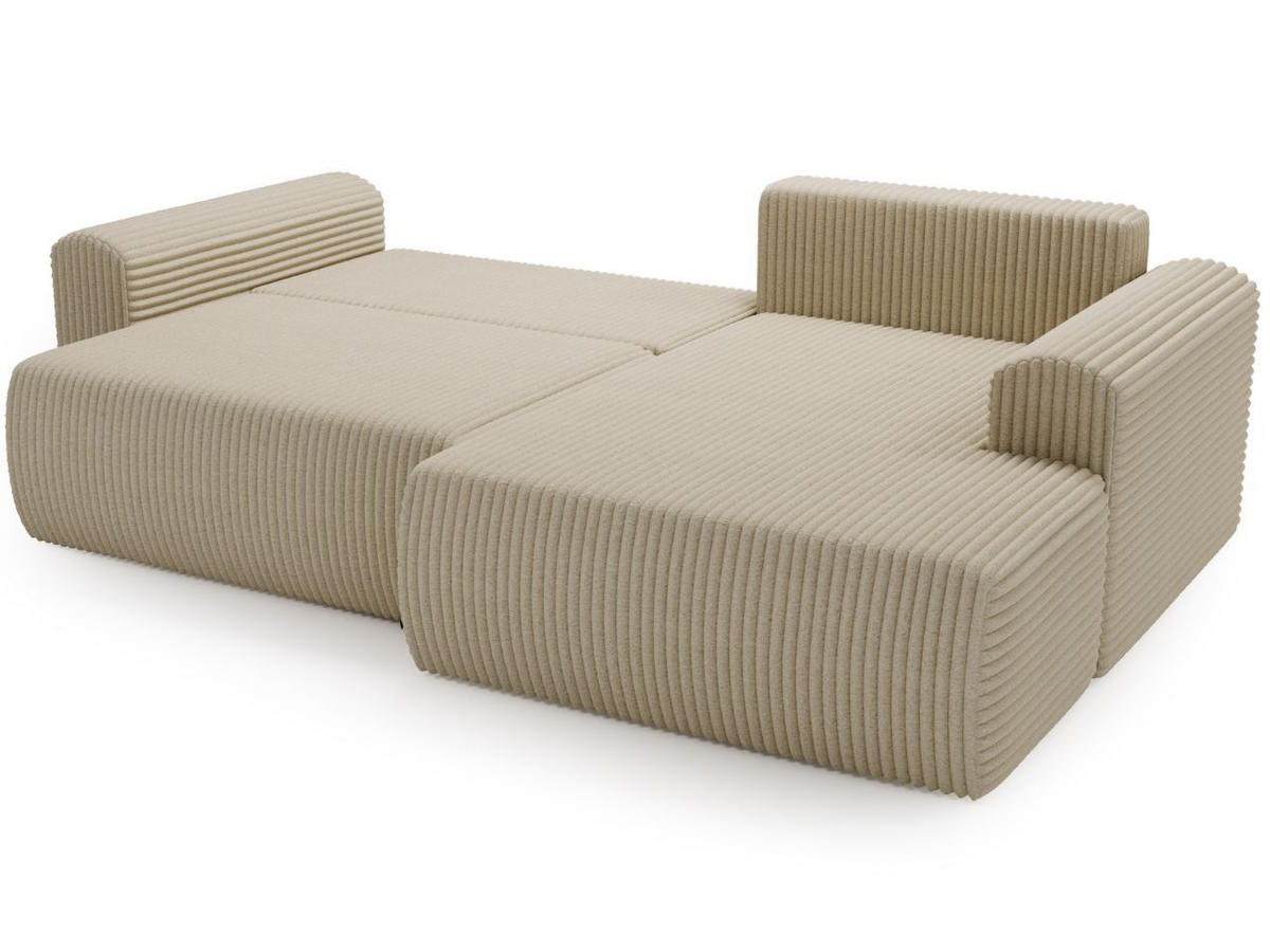 ECKSOFA Belvio Beige Rechts - Beige/Schwarz, Holz/Textil (257/177cm) - Graingold