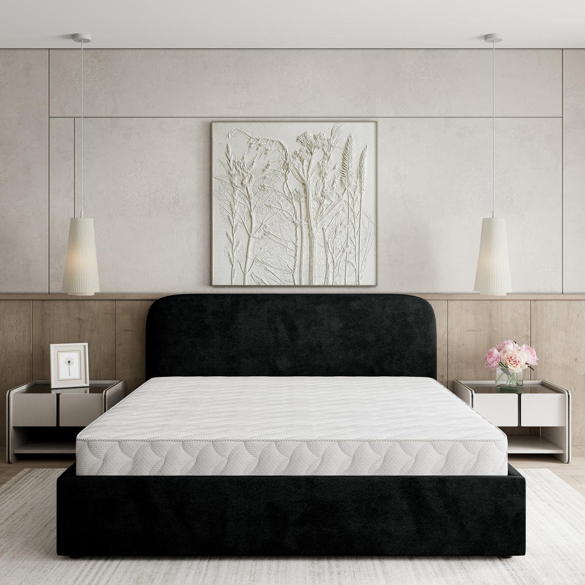 ČALOUNĚNÁ Postel RENIVE 160x200 cm Černá - černá, kompozitní dřevo/textil (160/200cm) - MASSENO