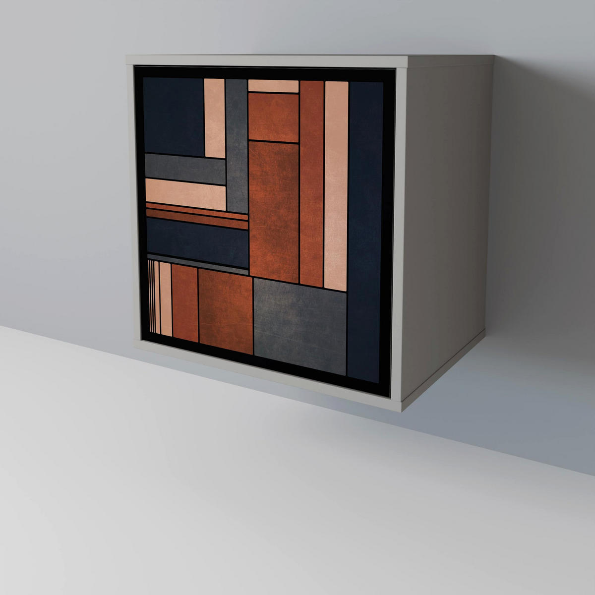 SIDEBOARD INTREPID FORMATION, Grau, 57,5x42x67,5 cm, Schwarze Metall-Rahmenfüße - Multicolor/Schwarz, Holzwerkstoff/Metall (57.5/67.5/42cm) - SpaceRebels