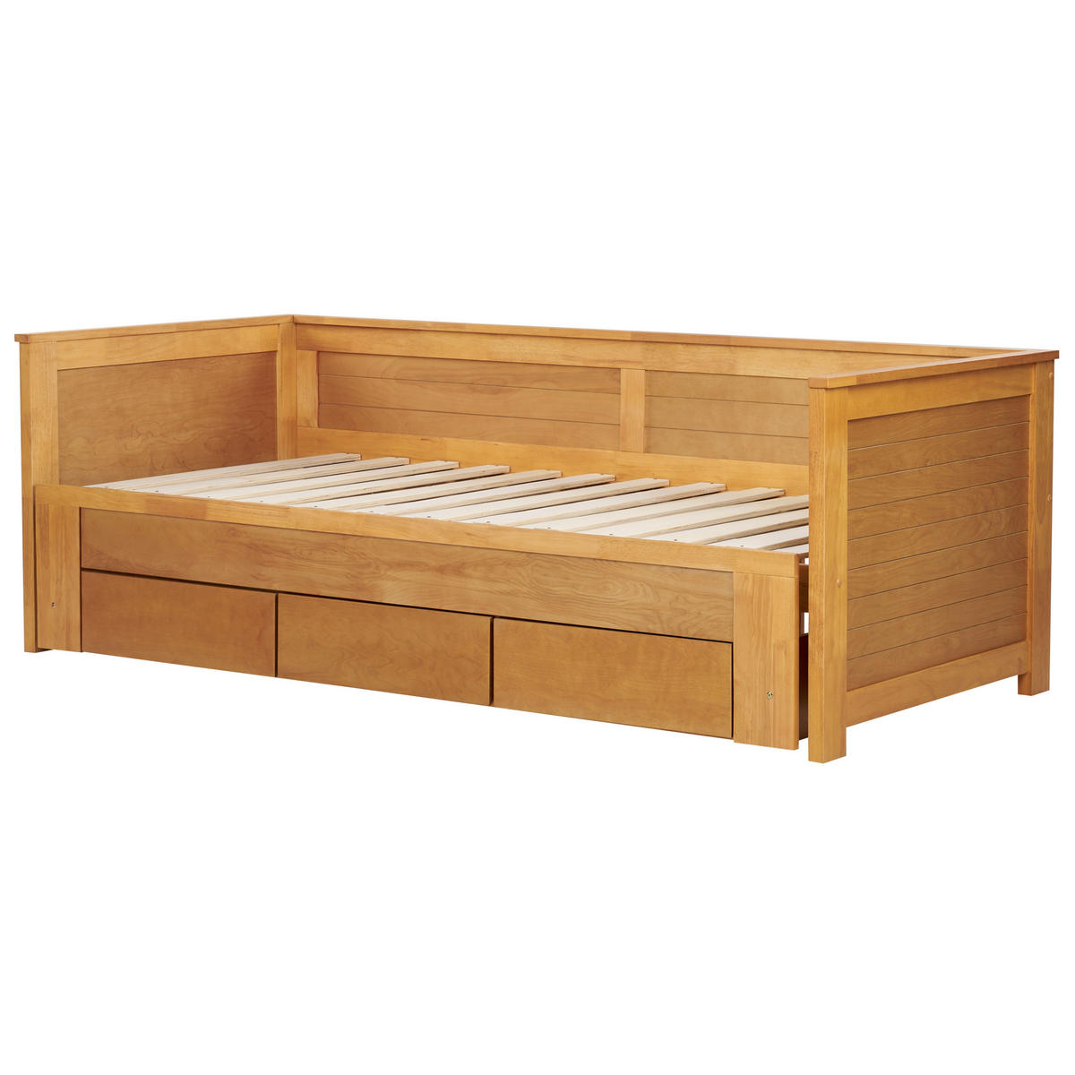 TAGESBETT Heller Holzfarbton 90-200 cm Cahors - Eschefarben, Holzwerkstoff (90/200cm) - Beliani