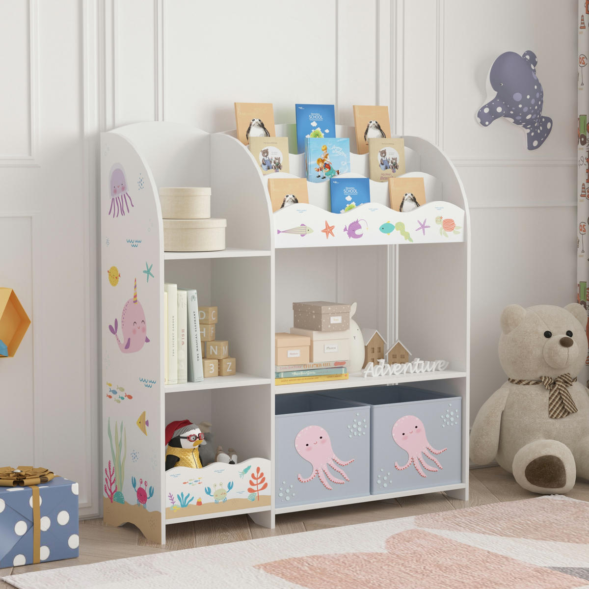 KINDERREGAL Lysekil - Pink/Lila, Holzwerkstoff (93/100/30cm) - [en.casa]