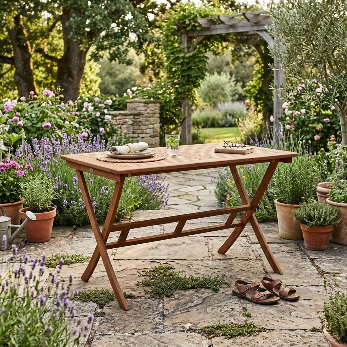 GARTEN-KLAPPTISCH Belmond aus Eukalyptusholz, geölt, BxTxH: 70x120x74 cm - Braun, Holz (120/70/74cm) - TPFGarden