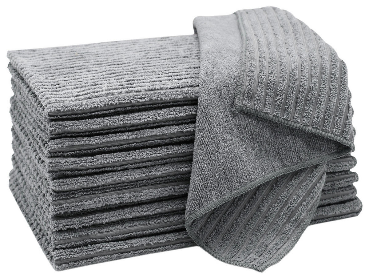 REINIGUNGSTÜCHER, 10er-Set, 45x65 cm, 80% Polyester, 20% Polyamid, Grau - Dunkelgrau, Textil (45/65cm) - Zollner