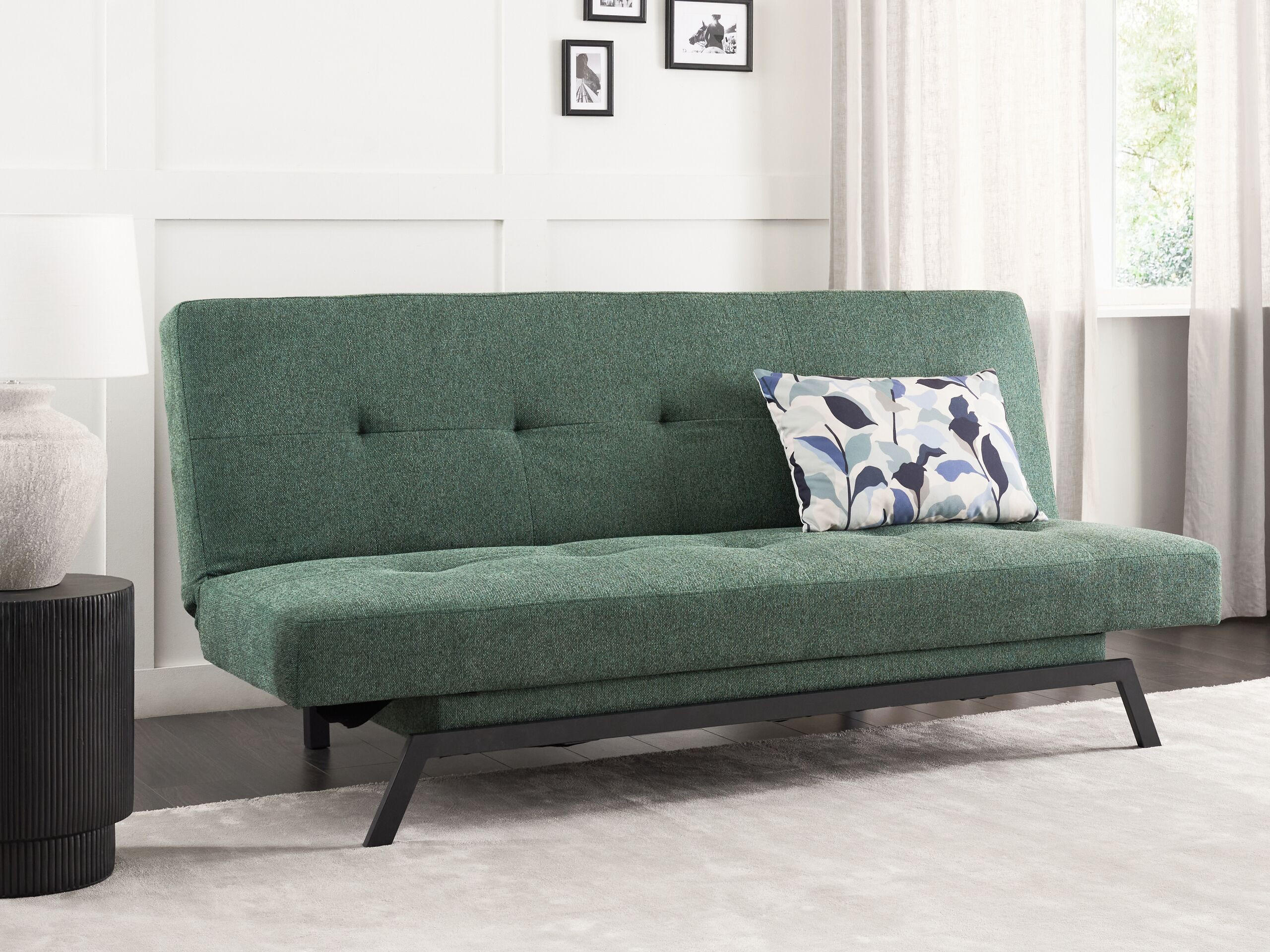 3-SITZER-SCHLAFSOFA grün Leeds - Schwarz/Grün, Textil (188/85/93cm) - Beliani