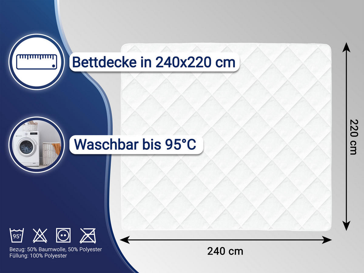 BETTDECKE, 50% Polyester, 50% Baumwolle - Weiß, Textil (240/220cm) - Zollner