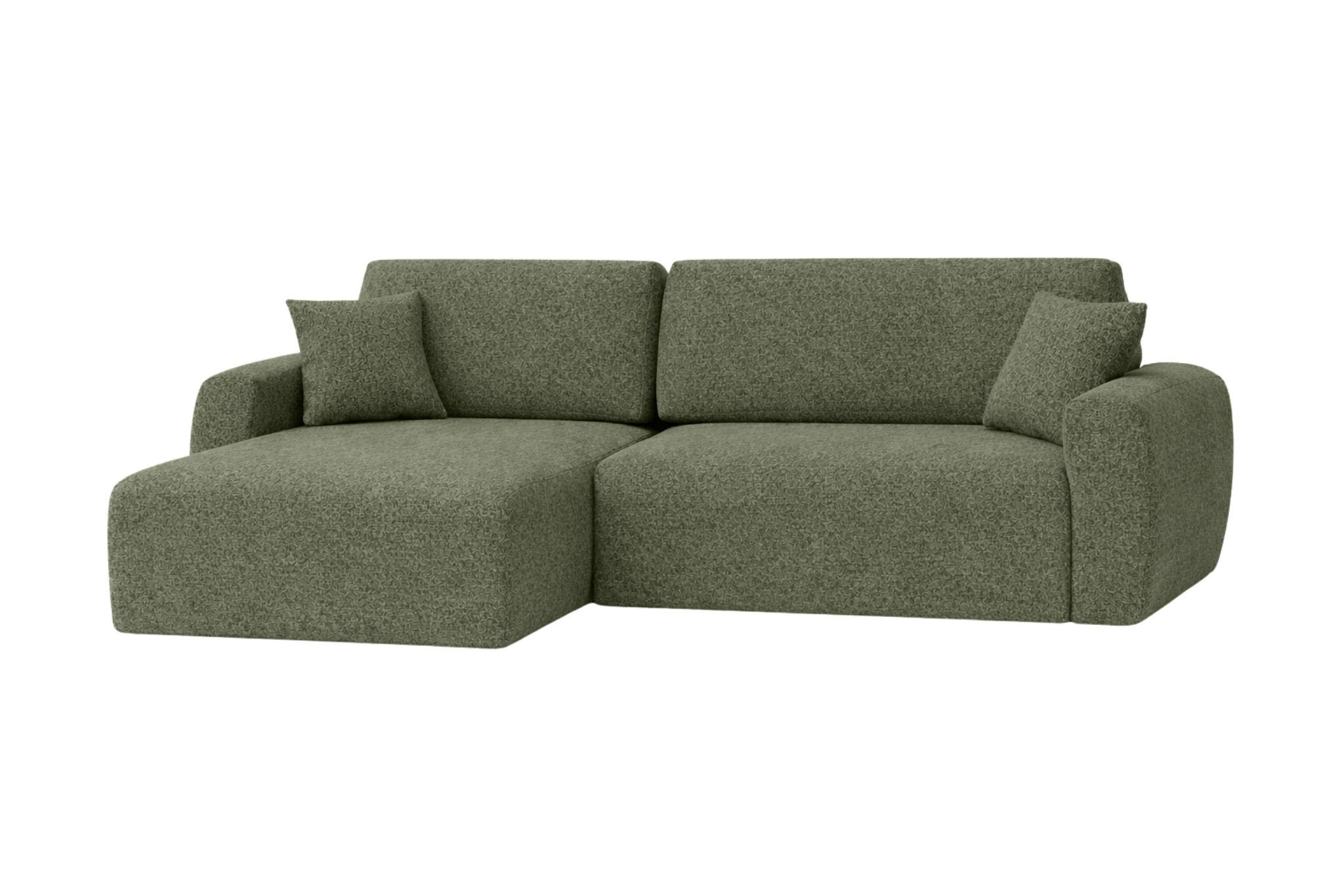 ECKSOFA Mit Schlaffunktion Ariel L, Chenille, Stoff Artico, Moss, Links - Hellgrün, Holz (250/142cm) - Kaiser Möbel
