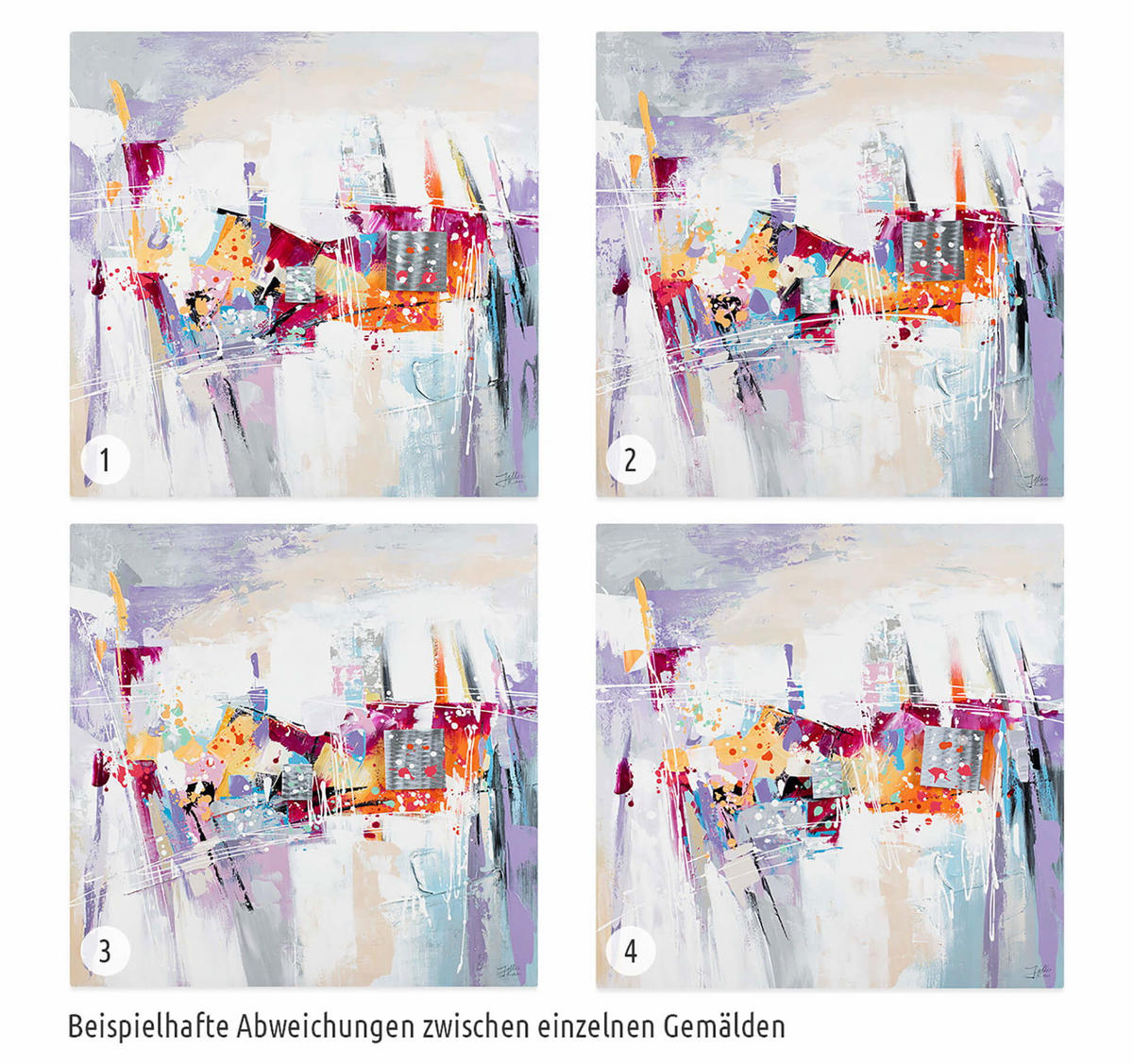 ÖLGEMÄLDE 80/80 cm - Pink/Lila, Holz/Textil (1.6/80cm) - KUNSTLOFT