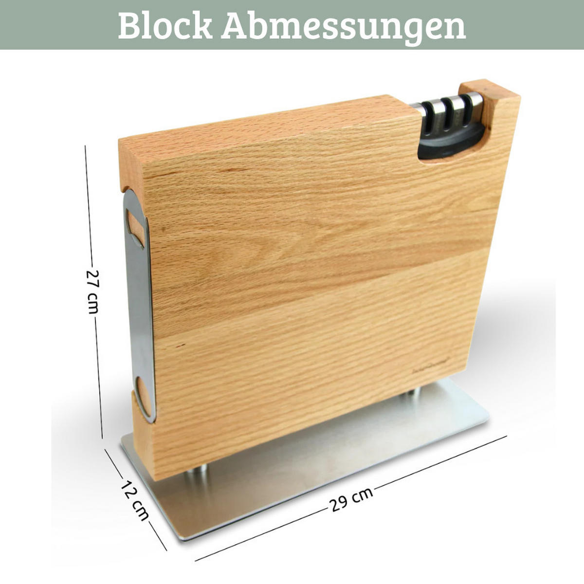 MESSERBLOCK magnetisch ohne Messer HYFO MIT MESSERSCHÄRFER Eiche - Braun, Holz (29/27/12cm) - DELUKE