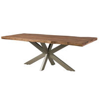 BAUMTISCH Sheesham 260x100x77 grau gebeizt / Kreuzgestell silber matt FREEFORM 5 - Silberfarben/Grau, Holz (260/100/77cm) - Massivmoebel24