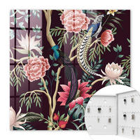 SCHLÜSSELBOX Weiß 30x30 cm – Türöffnung nach rechts - Blumen und Vögel - Pink, Metall (30/30/5cm) - TULUP