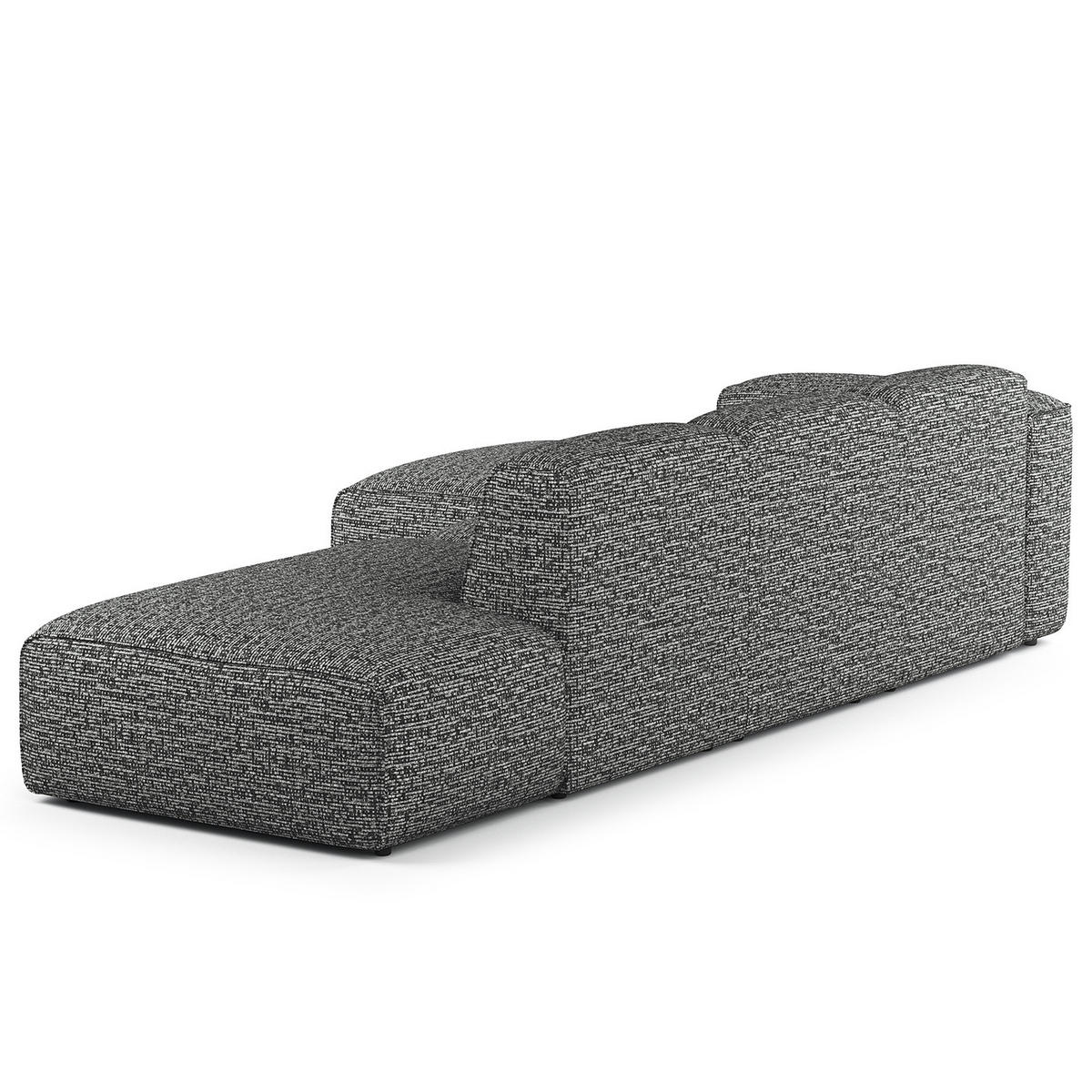 ECKSOFA mit Chaiselongue - Schwarz/Grau, Kunststoff/Textil (290/173cm) - home24