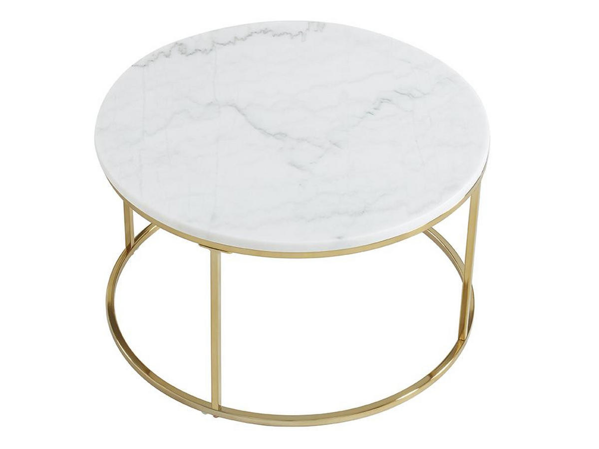 COUCHTISCH 2er-Set - Marmor & Metall - Weiß - ANGELA - Weiß, Stein (80/80/45cm) - Pascal Morabito